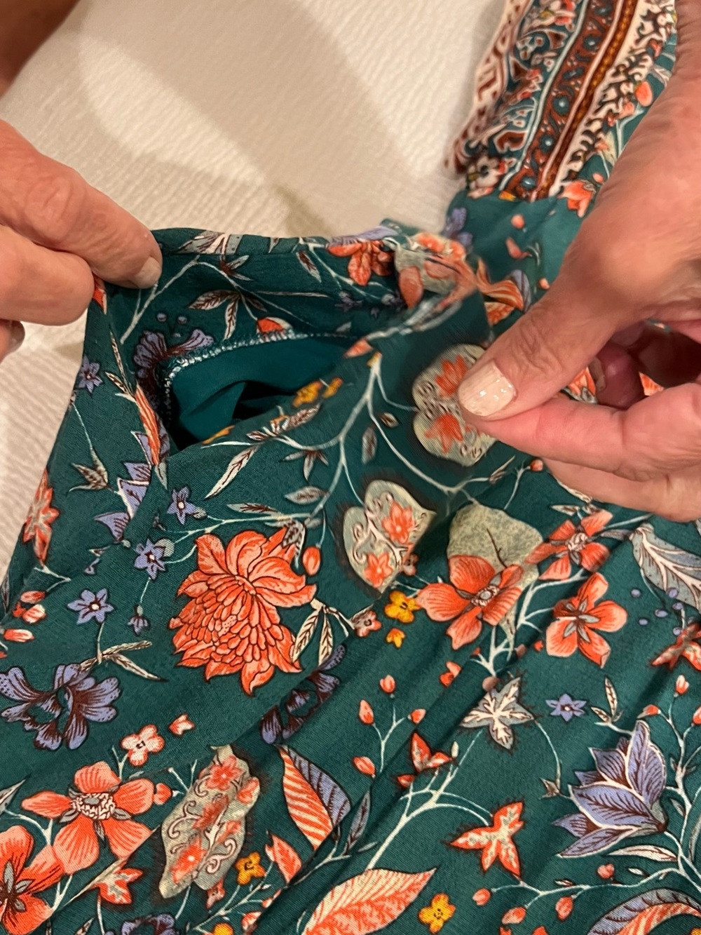 Anthropologie Teal Floral-Trim Blouse Sleeveless Women's Dress size XS - Picture 9 of 10